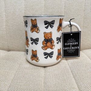 NEW Cobwebs & Cauldrons Teddy‎ Bear and Bow Ceramic Coffee Mug